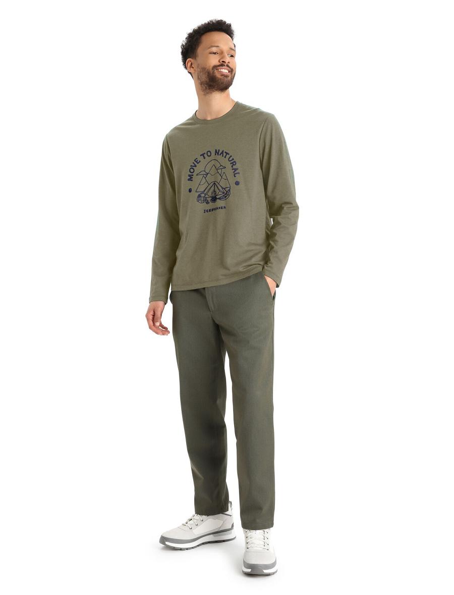 Long Sleeve Icebreaker Merino Central Classiche T-Shirt Canopy Camper Homme Vert Olive | FR 1225DFMN